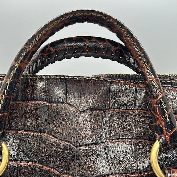 Dooney & Bourke Dark Brown Crocodile Print Leather Satchel Purse Bag 🌸🌸 - Picture 4 of 10